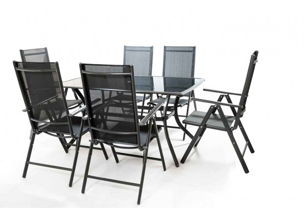 طاولة مستطيلة 6 كرسي   خارجيةالمنيوم و زجاج