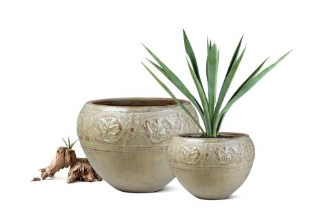 حوض سيراميك دائري معتق - لون بيج 