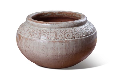 حوض سيراميك لون بيج بمظهر عتيق مستدير