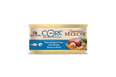 طعام معلب للقطط من التونة والروبيان في مرق من ويلنس