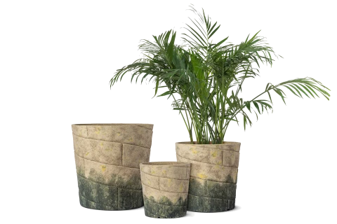 Cylindrical Cement pot Beige with Gray