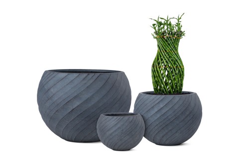 حوض اسمنتي مستدير رمادي داكن