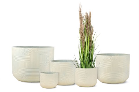 حوض اسمنتي مزخرف بشكل تموجات - اللون كريمي   