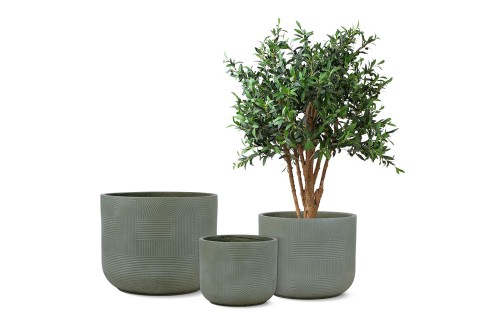 حوض اسمنتي أسطواني - اللون زيتي  