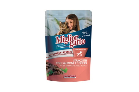 ميجليور طعام رطب بالتونة والسلمون للقطط، 100 جرام