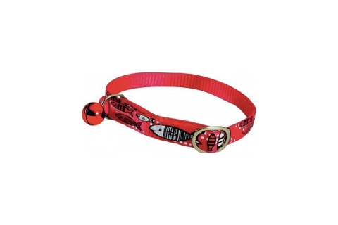 طوق نايلون بطبعة سردين للقطط من زولكس، أحمر، 30 سم