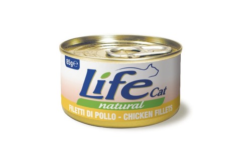 طعام معلب بفيليه الدجاج للقطط من لايف كات  -  85 جم 