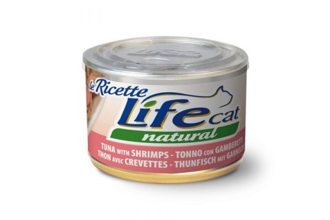 طعام معلب بلحم التونة مع الربيان للقطط من لايف كات -  150 جم..