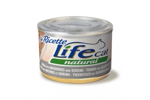 طعام معلب لحم التونا مع الأنشوجة والسوريمي للقطط من لايف كات..