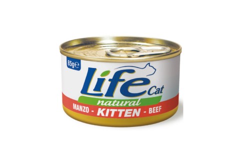  طعام القطط الطبيعي المعلب باللحم البقري من لايف كات- 85 جرا..