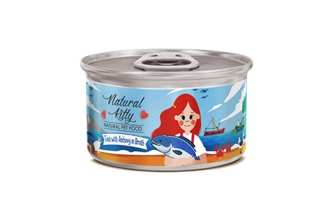 طعام معلب مع التونة والأنشوجة في مرق للقطط من ناتشورال كيتي،..