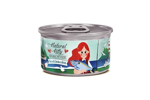 طعام معلب مع التونة والسردين في مرق للقطط من ناتشورال كيتي، ..