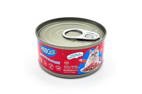 طعام معلب مفروم بالسلمون في مرق للقطط من موتشي - 85 جرام طعام معلب مفروم بالسلمون في مرق للقطط من موتشي - 85 جرام