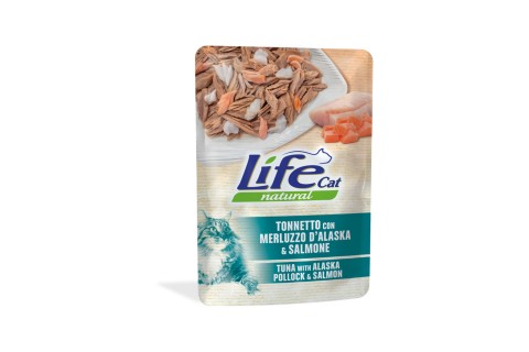طعام قطط لايف كات الطبيعي مع سمك القد الألاسكي والسلمون - 70..