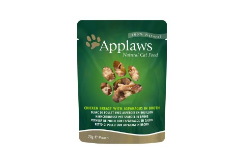 طعام رطب بالدجاج والهليون مع المرق للقطط البالغة من أبلاوز، ..