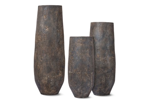 حوض تيراكوتا طويل - باللون الأسود الكريمي