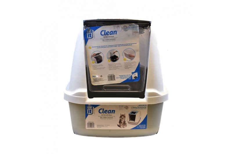 صندوق فضلات قطط بغطاء من كات ات، رمادي