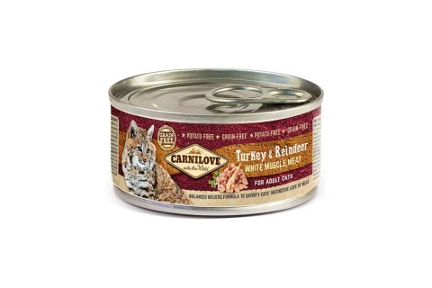 طعام معلب بالديك الرومي وحيوان الرنة للقطط من كارنيلوف - 100..