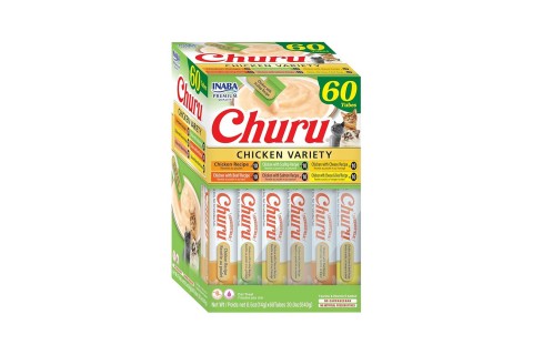 مكافآت القطط المتنوعة بنكهة دجاج إينابا تشورو - 14 غرام × 60..