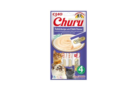 مكافآت القطط الكريمية من إينابا تشورو تونة مع المحار - 4 × 1..