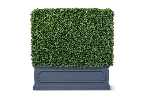 سياج نبات البوكسوود الاصطناعي في حوض مستطيل