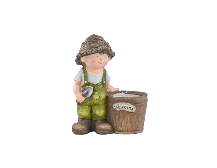 مجسم ديكور الولد البستاني مع حوض 