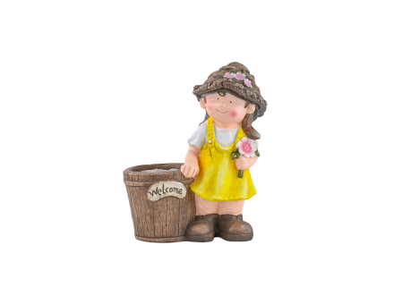 مجسم ديكور الفتاة البستانية مع حوض 