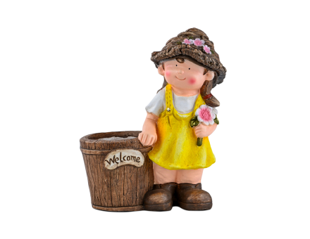 مجسم ديكور الفتاة البستانية مع حوض 