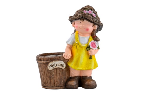 مجسم ديكور الفتاة البستانية مع حوض 