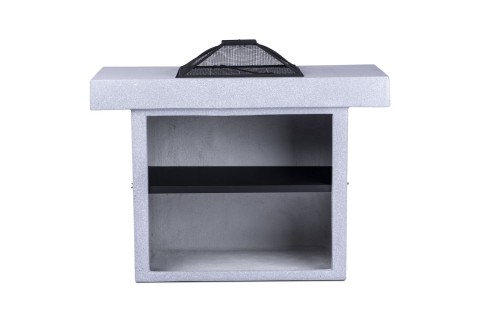 موقد حطب بـرف تخزين وغطاء شبكي