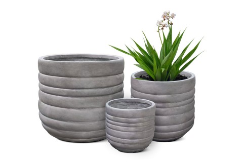 حوض حجري دائري - لون رمادي 