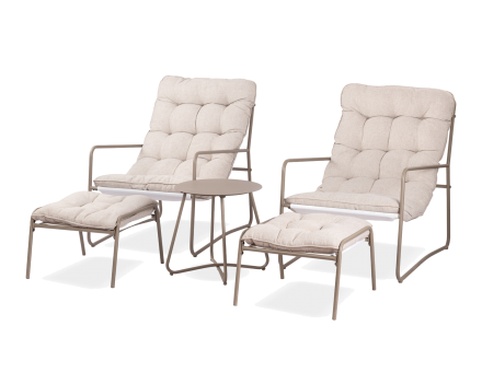 جلسة بسترو الخارجية مع مسند للقدمين وطاولة وسط  - شخصين