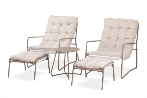 جلسة بسترو الخارجية مع مسند للقدمين وطاولة وسط  - شخصين