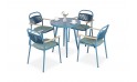طقم طعام خارجي لون أزرق وأخضر - 4  مقاعد