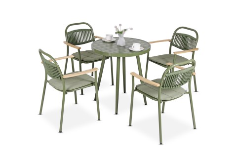 طقم طعام خارجي - لون أخضر  4 مقاعد