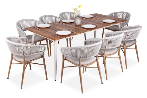  طاولة طعام خارجية - 8 مقاعد