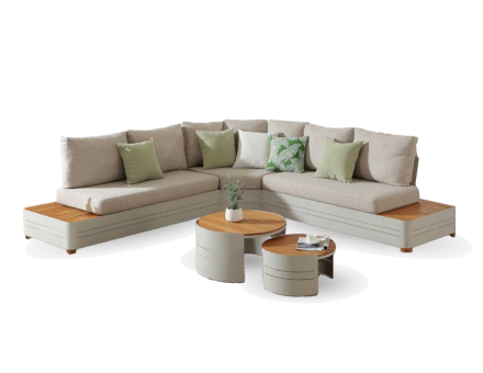  جلسة كابريول الخارجية للزاوية مع طاولة وسط - 5 أشخاص 