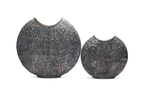 فازة زهور - لون أزرق وذهبي 