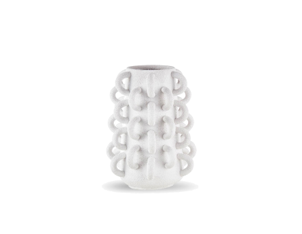 فازة سيراميك بيضاء بمقابض متعددة