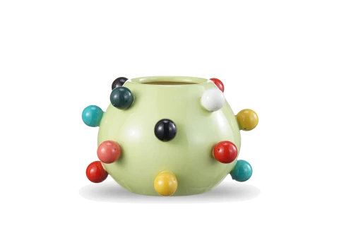 Green Vase with Raised Dots