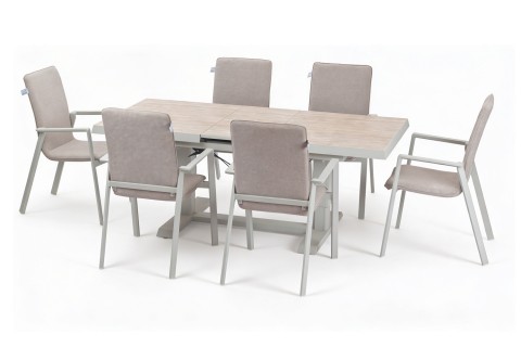 طقم طاولة طعام ألمنيوم خارجي- (6 كراسي)