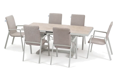 Allumunim Reactangular Dinning Table with 6 Chairs