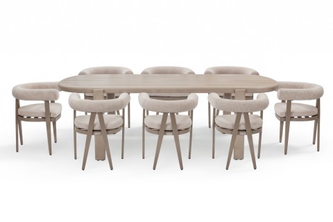  طاولة طعام (مونارك) الخارجية - 8 كراسي