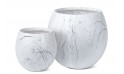 Fiber Clay Pot - White Marble Design