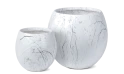 Fiber Clay Pot - White Marble Design