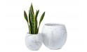 Fiber Clay Pot - White Marble Design