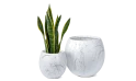 Fiber Clay Pot - White Marble Design