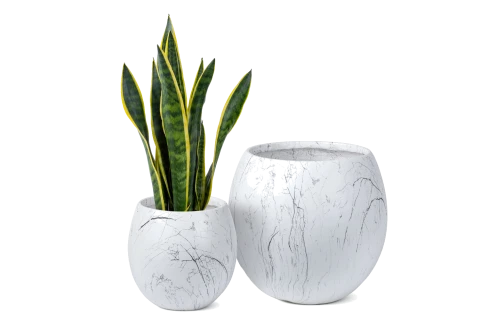 Fiber clay Pot - White Marble Design