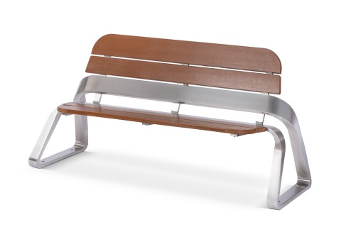 Outdoor Bench with Back Rest (Silver)
